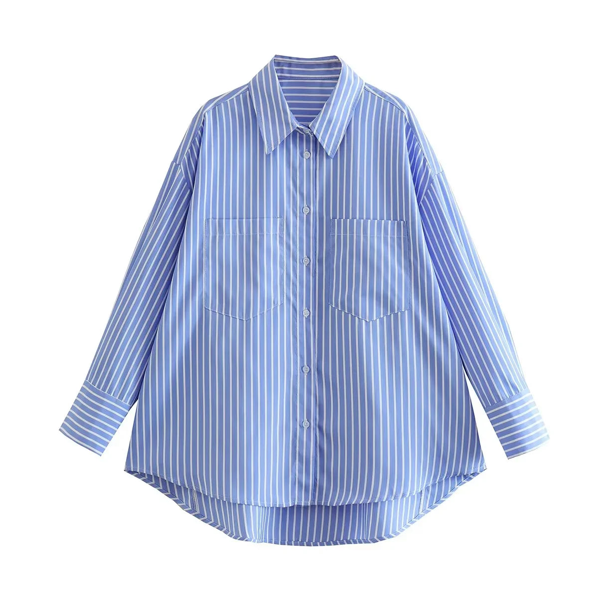 Blue Striped Casual Oversized shirt